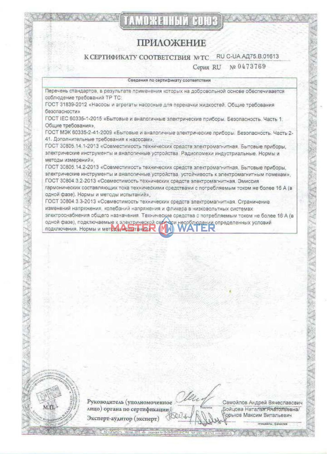Сертификат товара