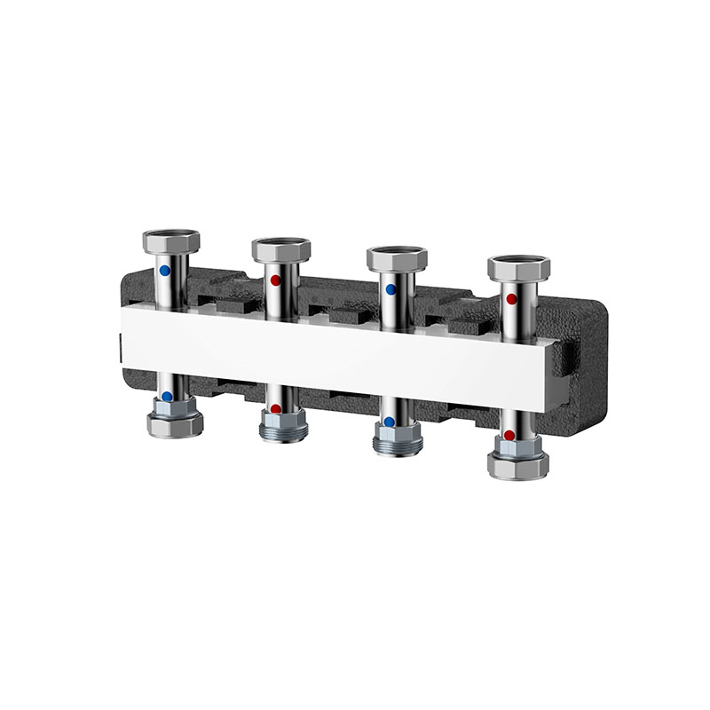 Коллектор распределительный Varmega V-Flow 1 1/2"х1 1/2" нержавеющая сталь 3 контура в термоизоляции