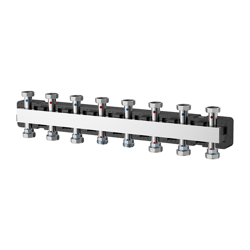 Коллектор распределительный Varmega V-Flow 1 1/2"х1 1/2" нержавеющая сталь 7 контуров в термоизоляции