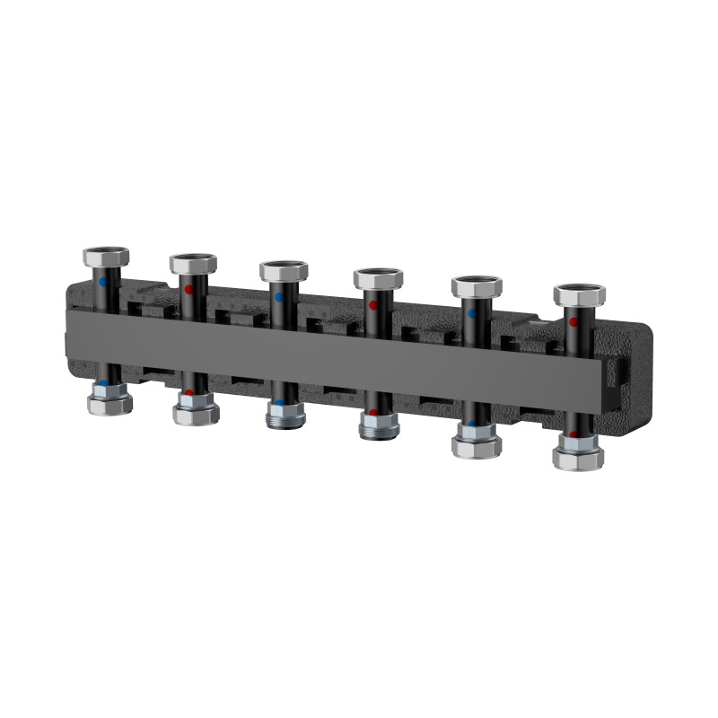 Коллектор распределительный Varmega V-Flow 1 1/2"х1 1/2" стальной 5 контуров в термоизоляции