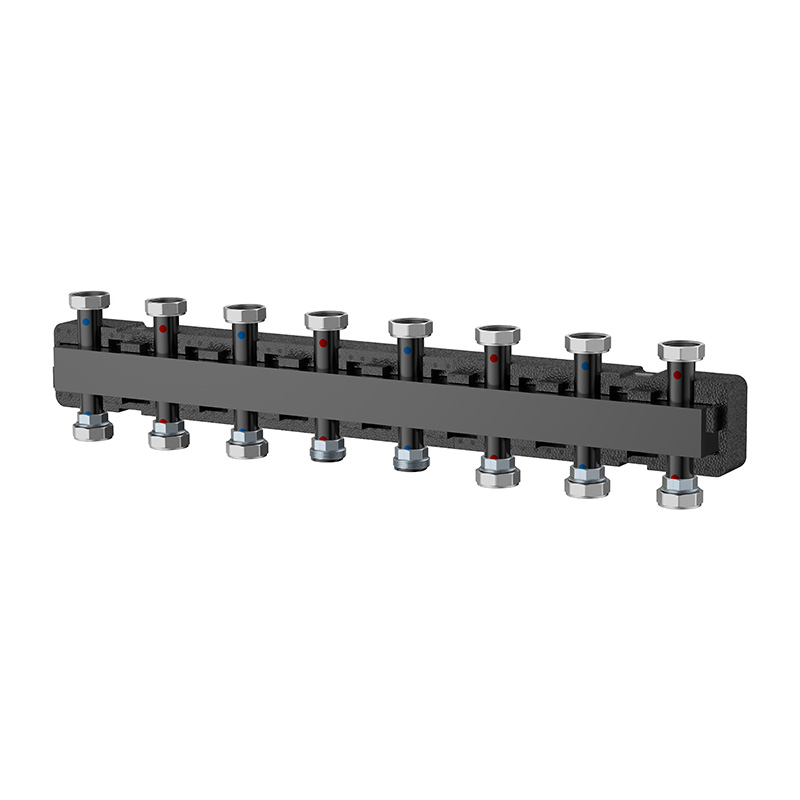 Коллектор распределительный Varmega V-Flow 1 1/2"х1 1/2" стальной 7 контуров в термоизоляции
